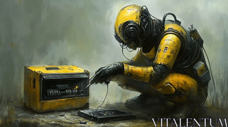 AI ART Futuristic Technician Working on Machinery