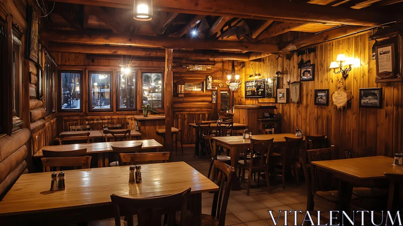 AI ART Warm Wooden Restaurant Ambiance