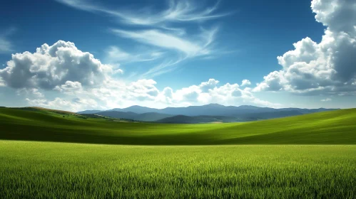 Lush Field Under a Cloudy Sky