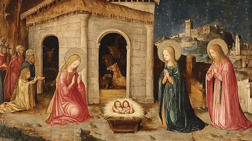 Holy Nativity Scene Painting