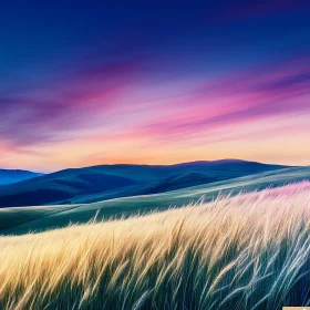 Golden Field Sunset Landscape