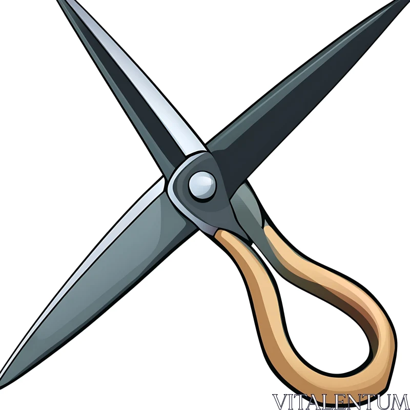 Open Scissors with Gray Blades AI Image