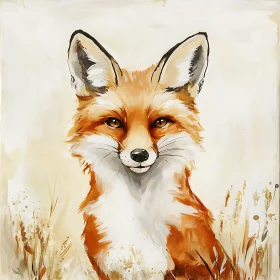 Elegant Fox in Watercolor Style