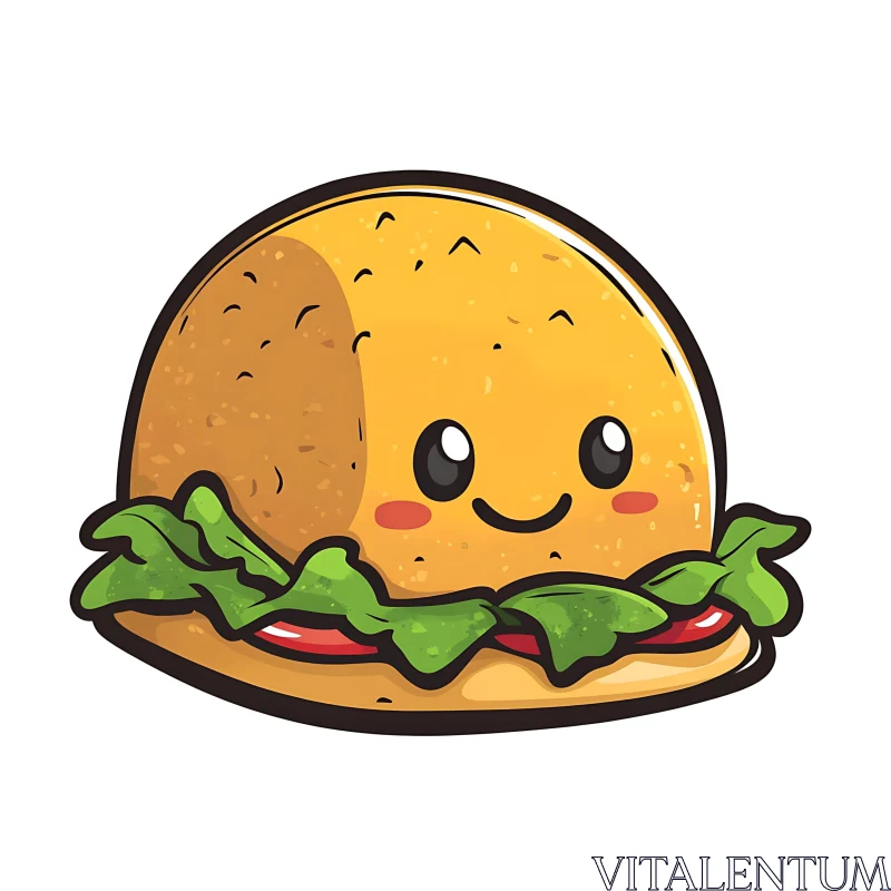 Cute Smiling Burger Illustration AI Image