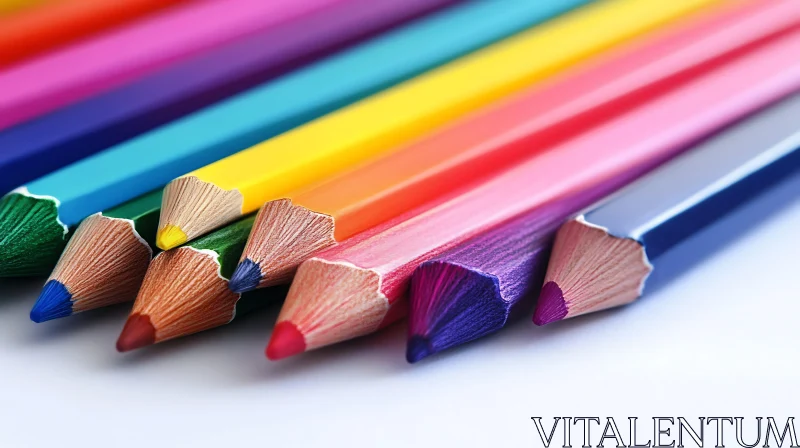 Rainbow Colored Pencils Close-Up AI Image