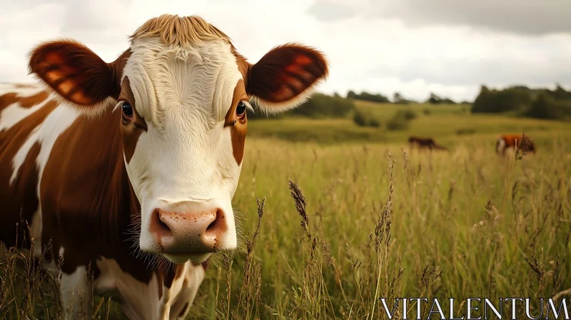 Close-Up of Cow in Meadow AI Image