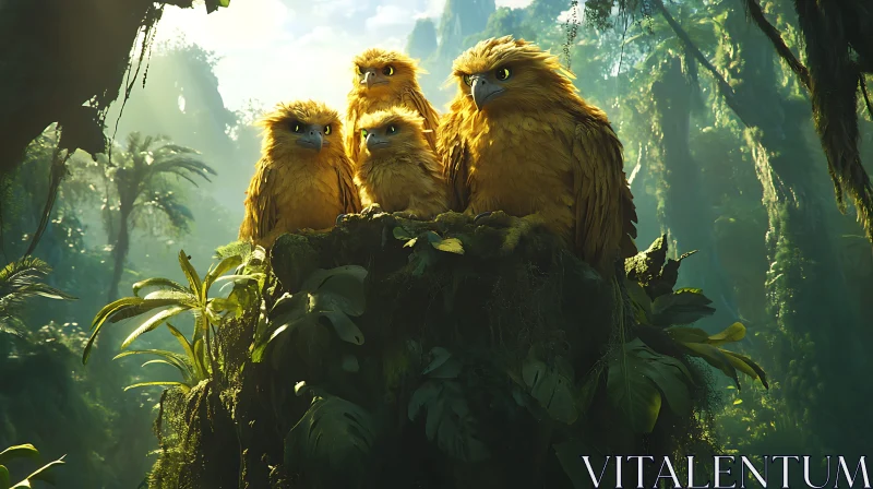 AI ART Jungle Owls Family Portrait