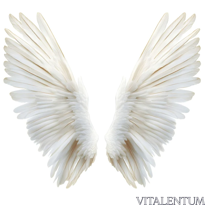 Angelic Wings on White Background Art AI Image