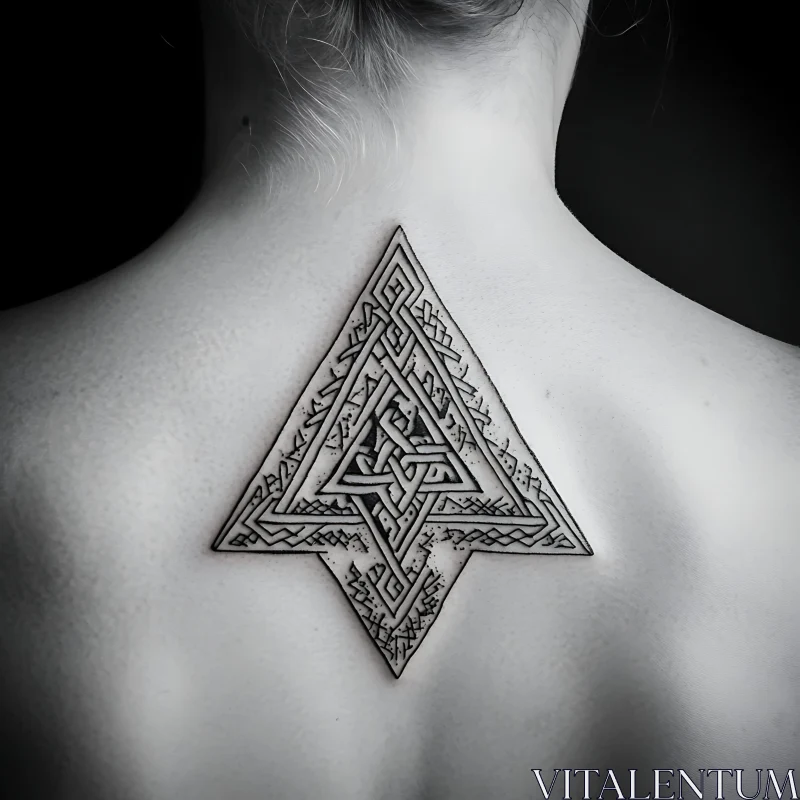 Detailed Geometric Tattoo on Back AI Image