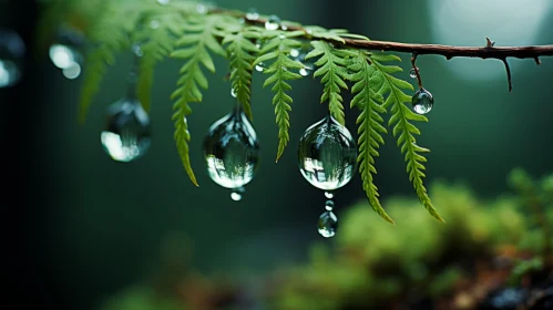 Fern Branch with Raindrops: A Delicate Fantasy World