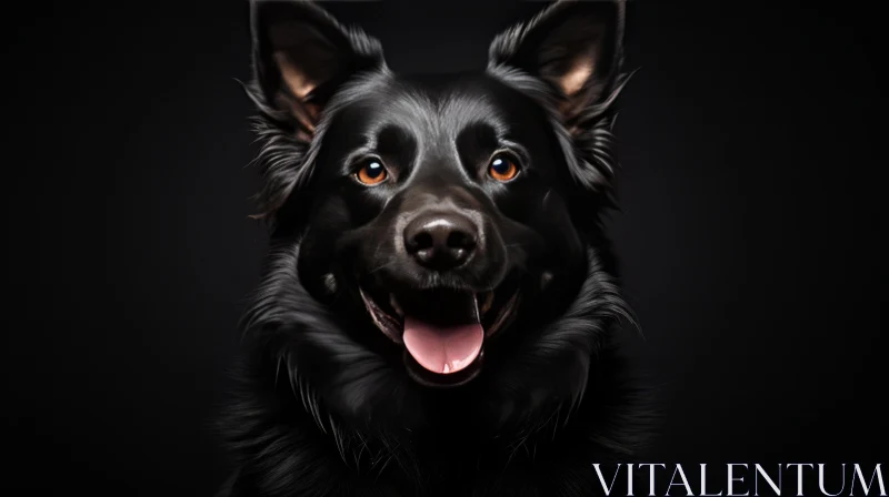 AI ART Joyful Black Shepherd Dog Portrait - Colorized and Optimistic