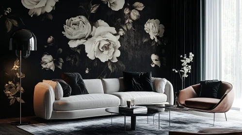 Modern Living Room with Floral Accents