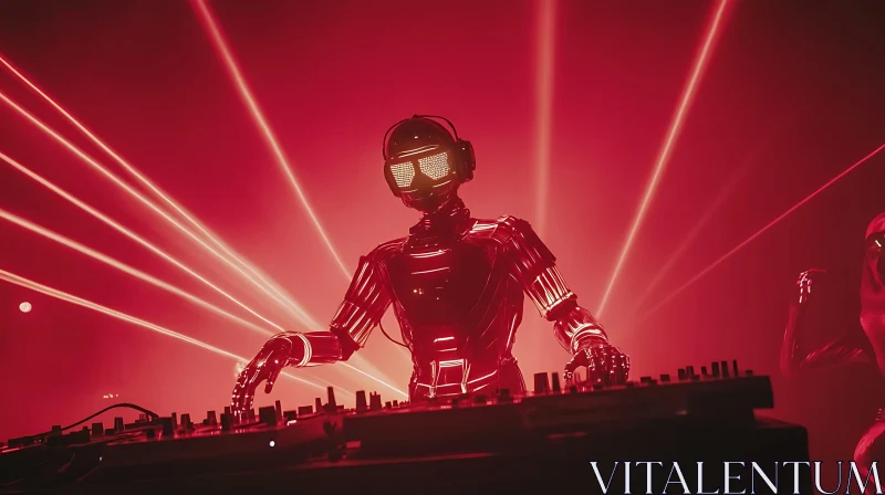 Futuristic Robot DJ Performance AI Image