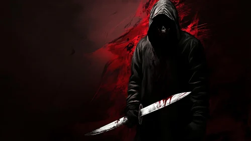 Dark Figure with Bloody Blade