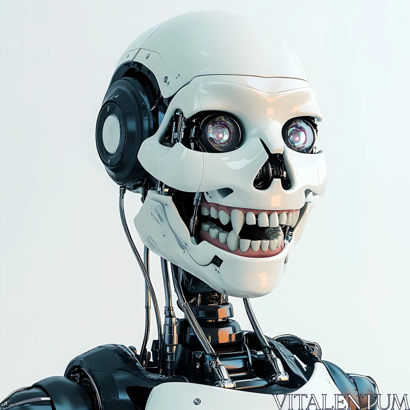 Mechanical Human Skull Cyborg AI Image