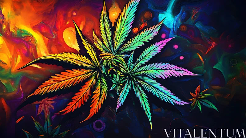 Colorful Abstract Cannabis Leaves Illustration AI Image