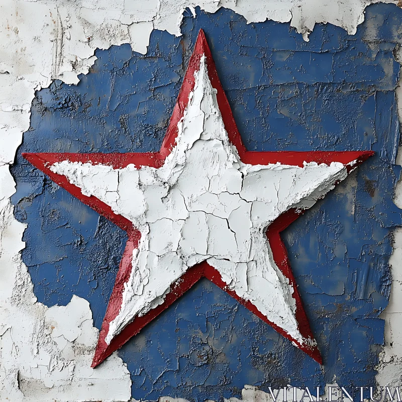 AI ART Vintage Star with Peeling Paint