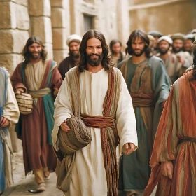 Historical Man Walking with People