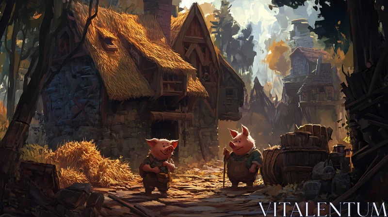 Rural Piglet Fairytale AI Image