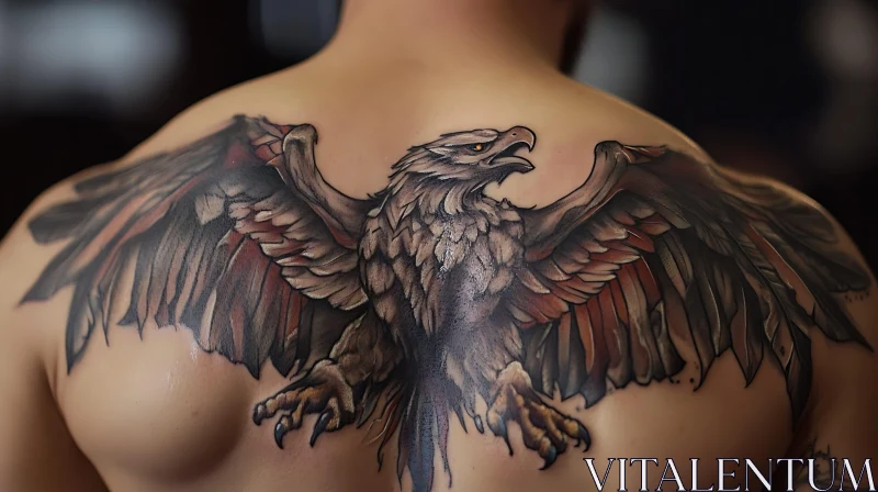 Detailed Eagle Tattoo on Back AI Image