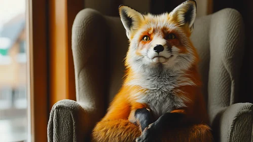 Fox Portrait Sitting in a Chair