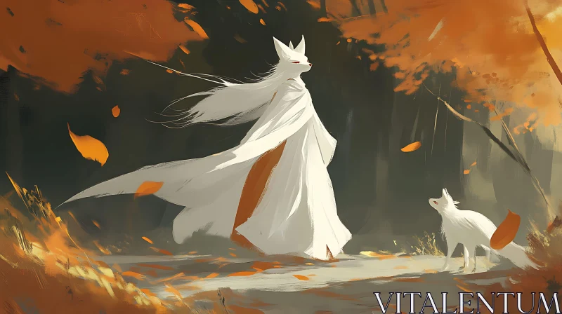 AI ART White Fox in the Woods