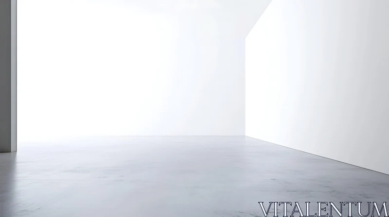 AI ART Empty White Room with Concrete Floor