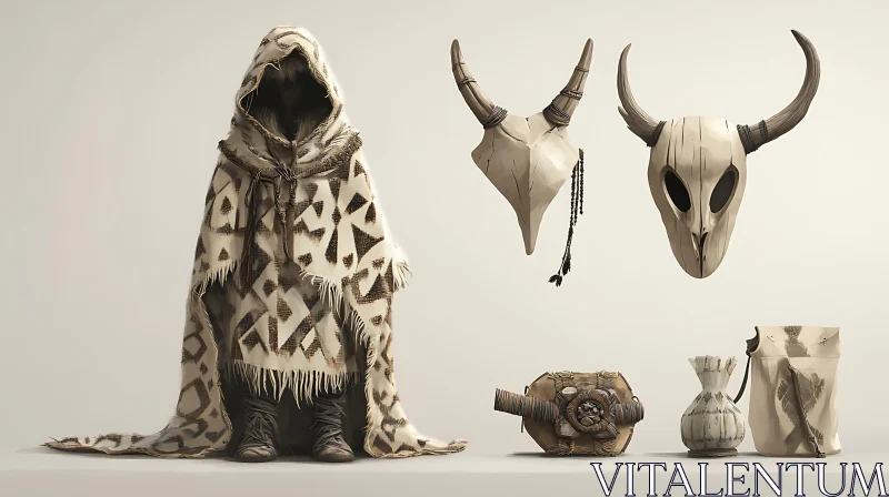 AI ART Character with Tribal Outfit and Masks