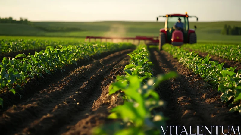 AI ART Tractor in Field: Agricultural Landscape