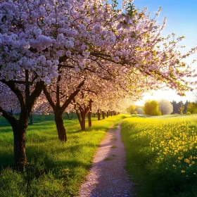 Cherry Blossom Path in Spring