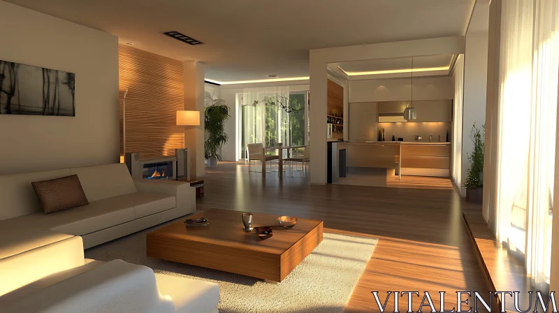 Sunlit Modern Living Room AI Image