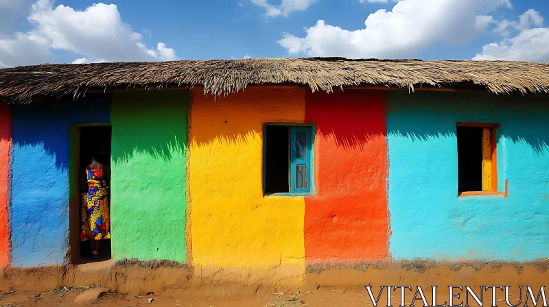 Vibrant Colors of an African House AI Image