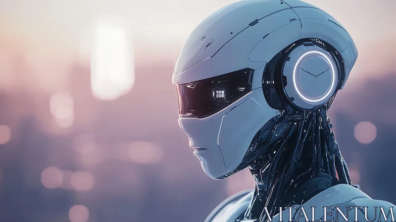 Futuristic Cyborg Side Profile with Technology AI Image