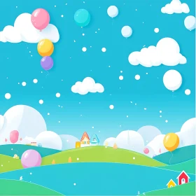 Colorful Balloon Landscape Art