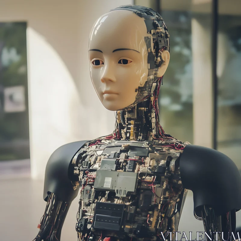 Lifelike Android with Detailed Circuitry AI Image