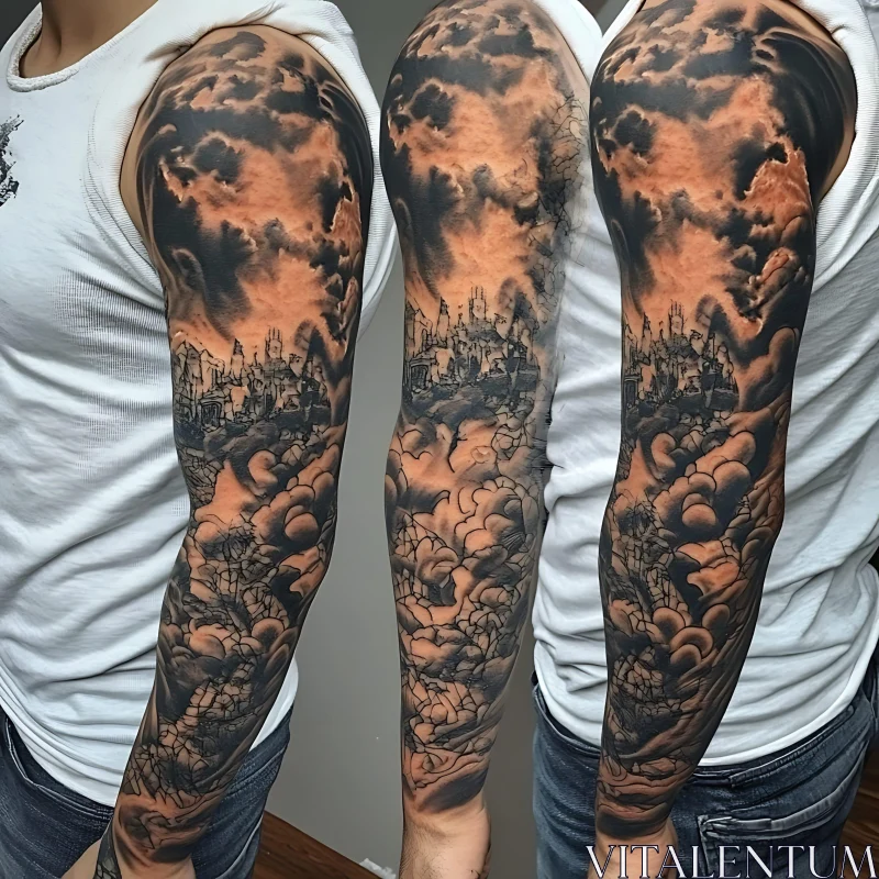 Detailed Sleeve Tattoo on Men's Arm AI Image