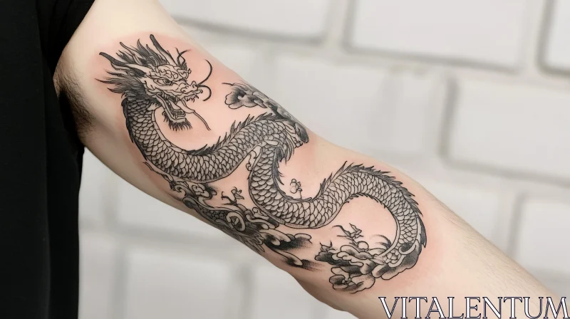 Detailed Dragon Tattoo on Arm AI Image