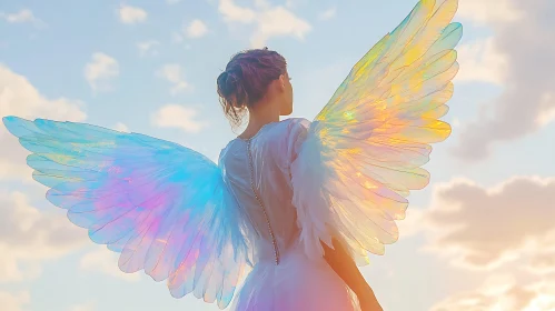 Woman with Iridescent Wings