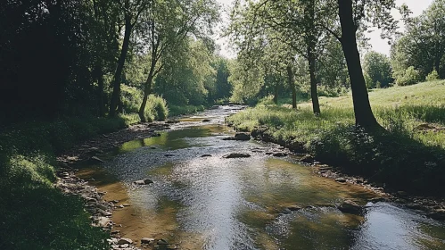 Serene River in Forest