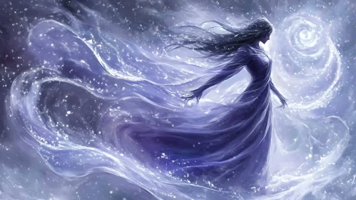 Mystic Woman in Blue and White Art