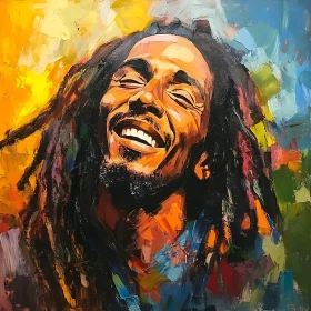 Joyful Man with Dreadlocks Painting