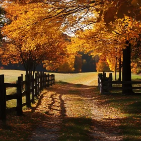 Scenic Autumn Landscape with Wooden Fence