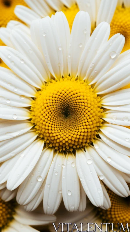 Captivating Daisy Image with Water Droplets and Symmetry AI Image