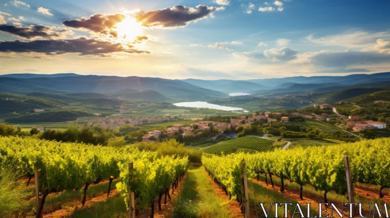 Captivating Sunset at Italian Vineyard in Mestre AI Image
