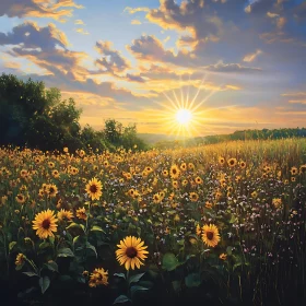 Tranquil Sunflower Landscape