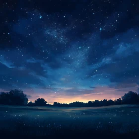 Night Sky Field Illustration