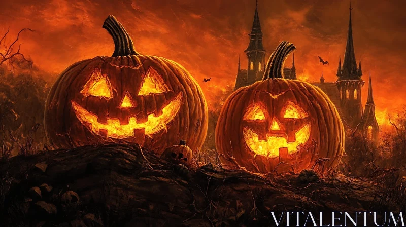 AI ART Halloween Pumpkins Castle