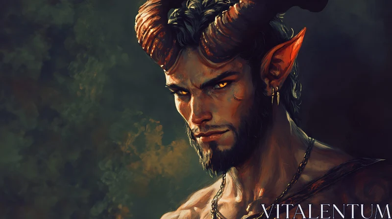 AI ART Horned Demon Man Digital Painting