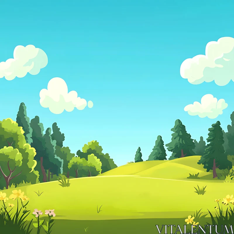 AI ART Serene Cartoon Nature Scene