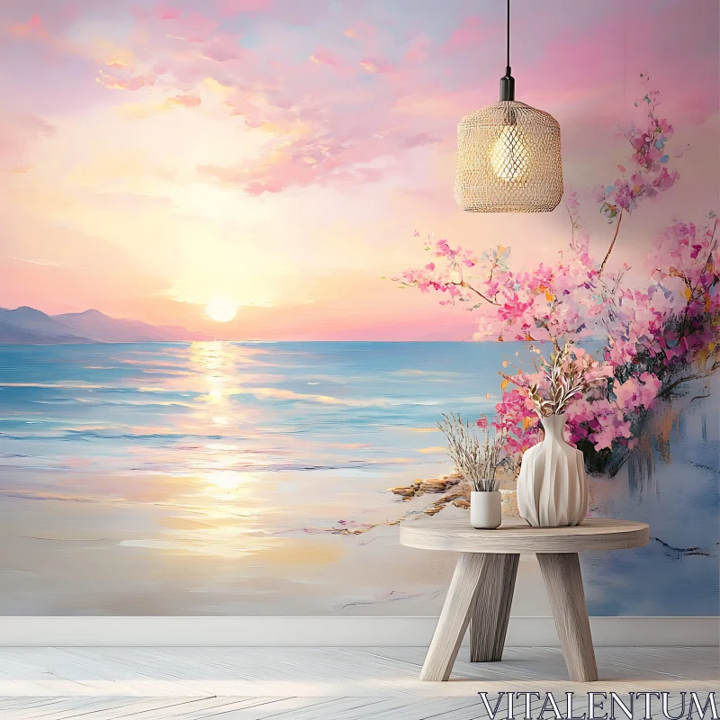 AI ART Peaceful Sunset Over the Ocean Art